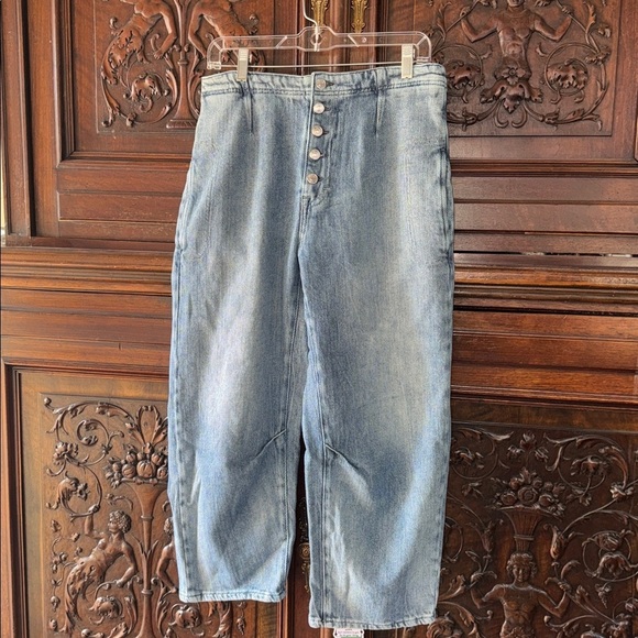 We the Free Osaka Jeans free people denim button fly 28 cropped barrel - Picture 2 of 9